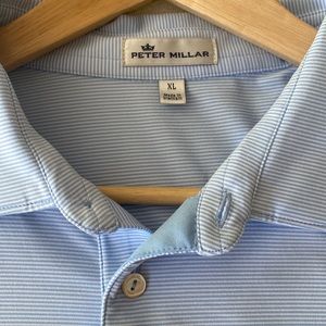 [Peter Millar] light blue and white polo shirt